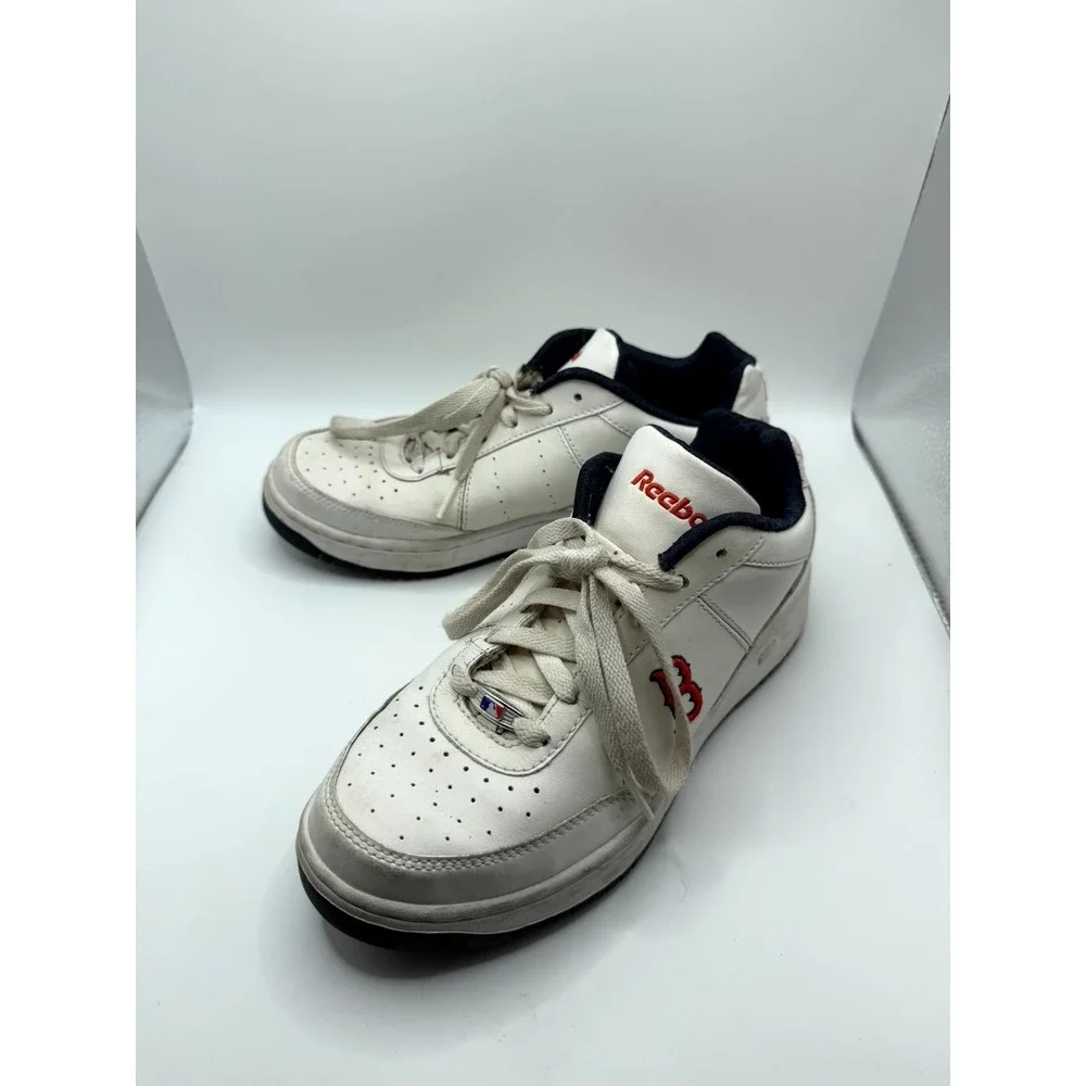 Reebok Boston Red Sox MLB‎ Mens 4.5 Sneaker White Leather Low Top Baseball Shoes